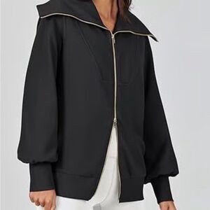 Elegant Black Full Zip with Gold Trim